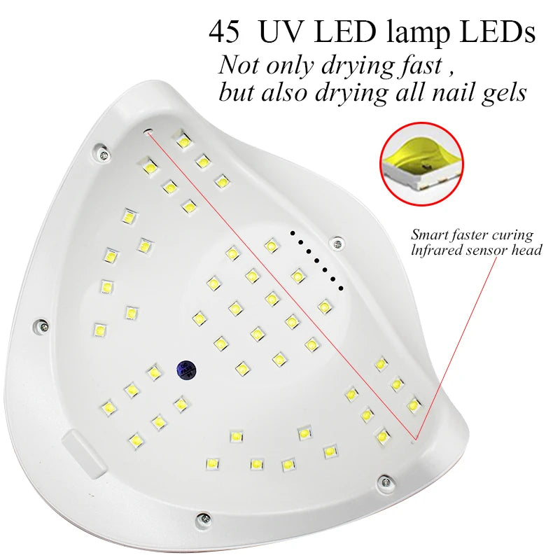 Professional UV Nail Dryer Lamp – Fast Drying with 45 LEDs and Auto Sensor
