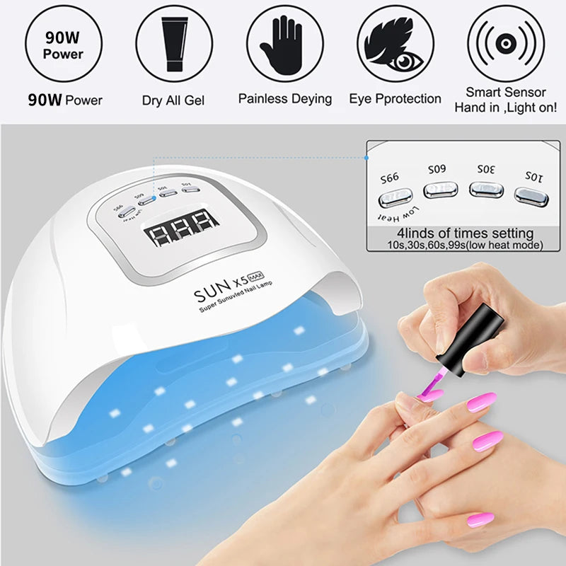 Professional UV Nail Dryer Lamp – Fast Drying with 45 LEDs and Auto Sensor